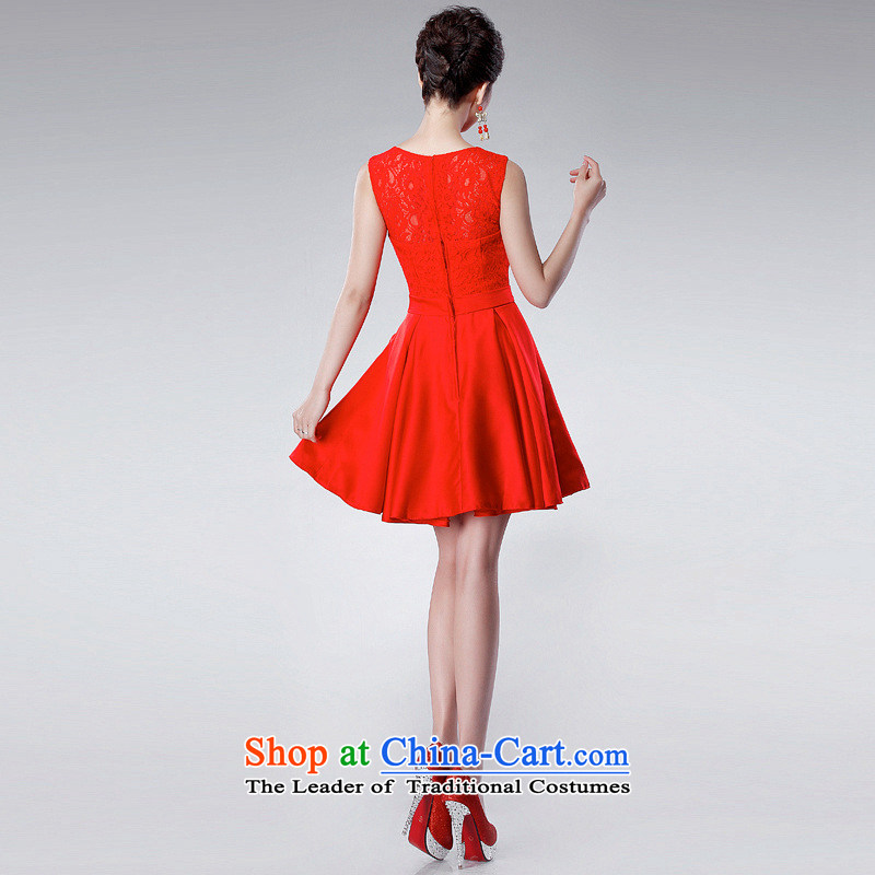 Optimize the New Korea 2015-hong the wedding-dress red lace shoulders and sexy marriage bows service in a small dress ycf023 L, Optimize Hong shopping on the Internet has been pressed.