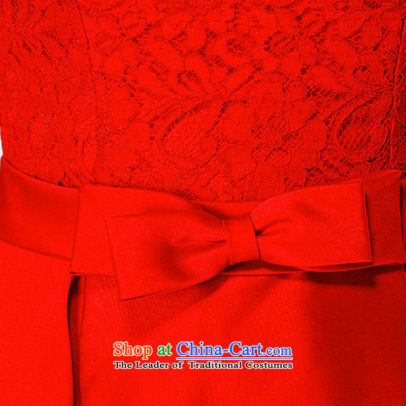 Optimize the New Korea 2015-hong the wedding-dress red lace shoulders and sexy marriage bows service in a small dress ycf023 L, Optimize Hong shopping on the Internet has been pressed.