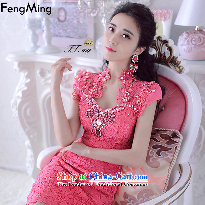 Hsbc Holdings plc Ming heavy industry staples bead dress girl with Moonlight Serenade aristocratic temperament diamond water-soluble lace dresses in the autumn of 2015, the new red , L, HSBC Holdings plc (fengming ming) has been pressed shopping on the Internet