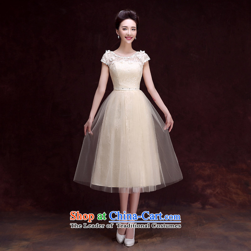 The privilege of serving-leung 2015 new bridesmaid services in the summer and fall of champagne color long small dress bridesmaid mission sister skirt dress 607- shoulders side of the champagne color in long bridesmaid services , L, a service-leung , , , shopping on the Internet
