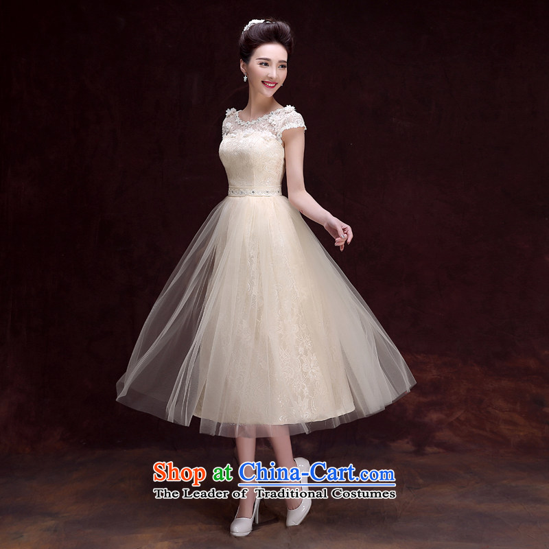 The privilege of serving-leung 2015 new bridesmaid services in the summer and fall of champagne color long small dress bridesmaid mission sister skirt dress 607- shoulders side of the champagne color in long bridesmaid services , L, a service-leung , , , shopping on the Internet