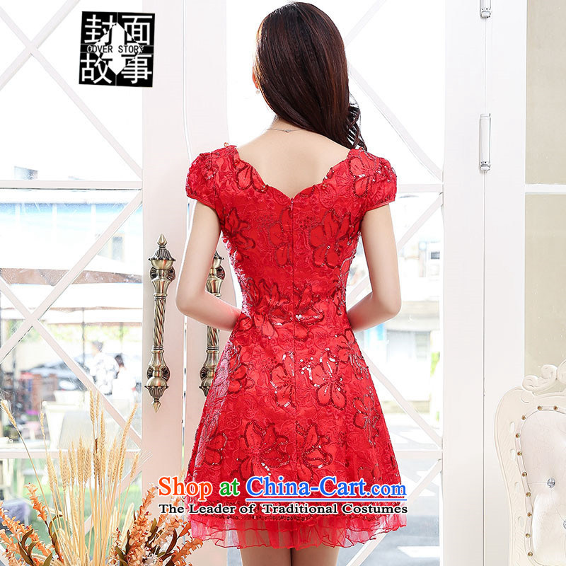 Cover Story 2015 new three-dimensional flower short-sleeved bride respectfully Tea Small dress bride replacing wedding dress dresses female red XL, Cover Story (COVER) SAYS shopping on the Internet has been pressed.