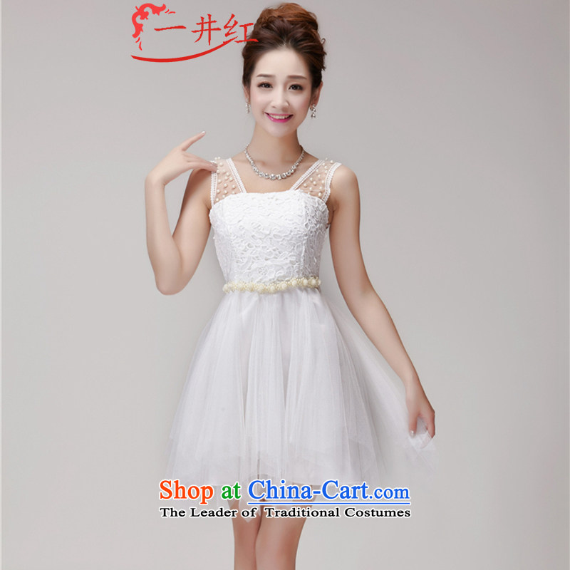 Kuzui red 2015 Summer new lace hook Flower nail pearl elastic waist strain nets bridesmaid dress chiffon skirt dresses female summer white , L, a well has been pressed red shopping on the Internet