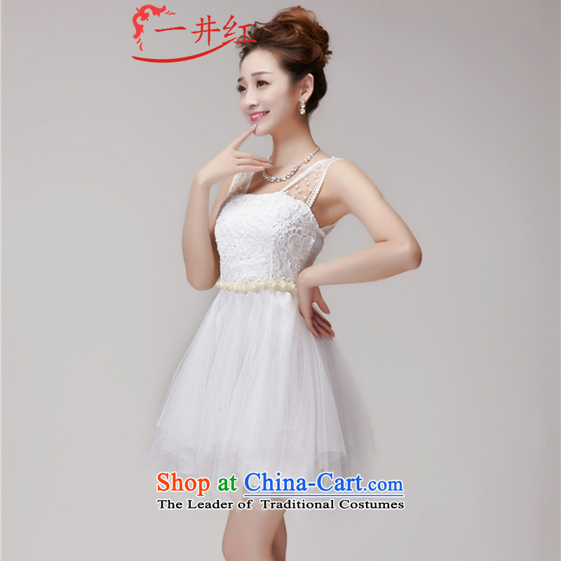 Kuzui red 2015 Summer new lace hook Flower nail pearl elastic waist strain nets bridesmaid dress chiffon skirt dresses female summer white , L, a well has been pressed red shopping on the Internet