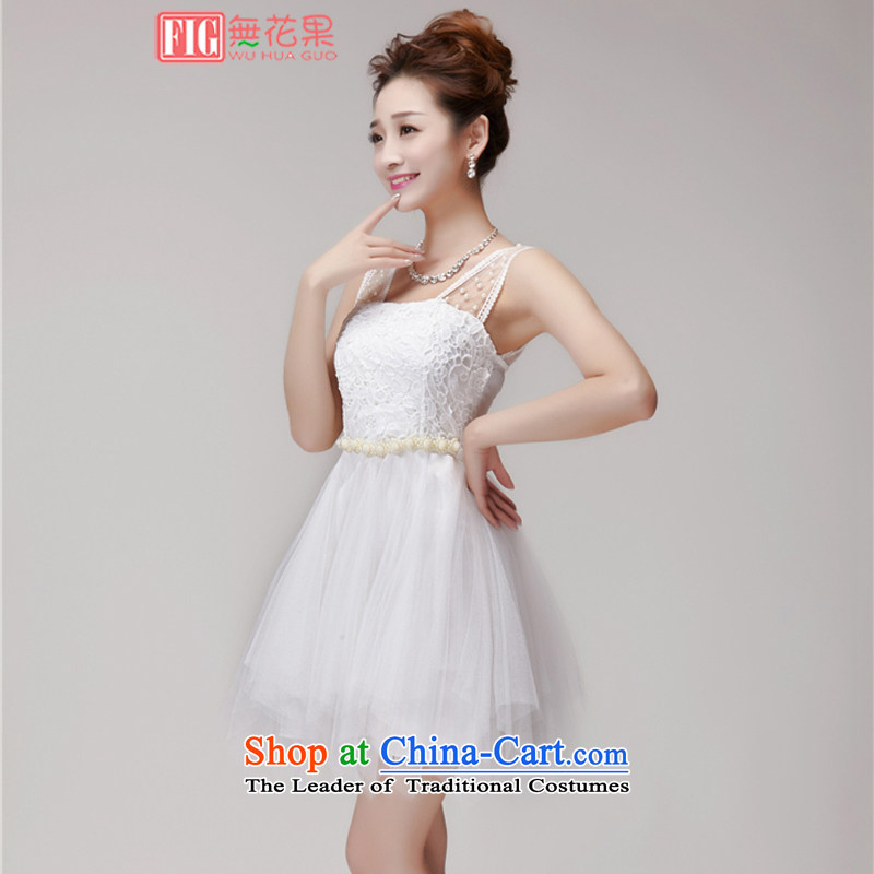 Figs 2015 Summer new lace hook Flower nail pearl elastic waist strain nets bridesmaid dress chiffon skirt dresses female summer white L, figs (FIG) , , , shopping on the Internet