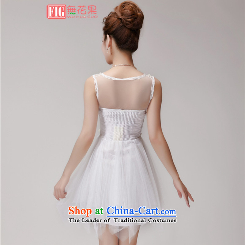 Figs 2015 Summer new lace hook Flower nail pearl elastic waist strain nets bridesmaid dress chiffon skirt dresses female summer white L, figs (FIG) , , , shopping on the Internet