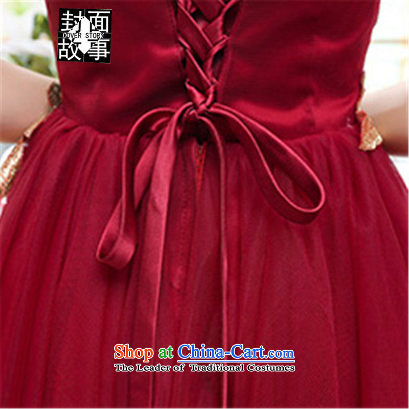 Cover Story 2015 new V-neck on-chip high sexy waist bon bon skirt Foutune of married women with small dress bridesmaid to serve the RED M Cover Story (COVER) SAYS shopping on the Internet has been pressed.