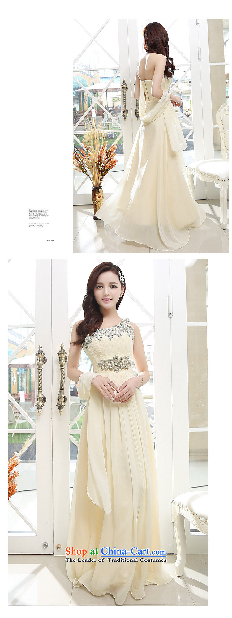 Cover Story 2015 Amoi Korean shoulder Beveled Shoulder back chiffon long skirt bridal dresses bridesmaid dress bows apricot color picture services L, prices, brand platters! The elections are supplied in the national character of distribution, so action, buy now enjoy more preferential! As soon as possible.