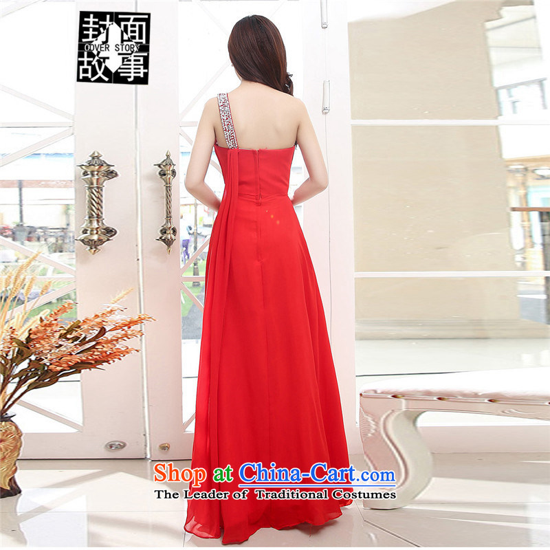 Cover Story 2015 Amoi Korean shoulder Beveled Shoulder back chiffon long skirt bridal dresses bridesmaid dress bows services cover story, L, apricot color (COVER) SAYS shopping on the Internet has been pressed.