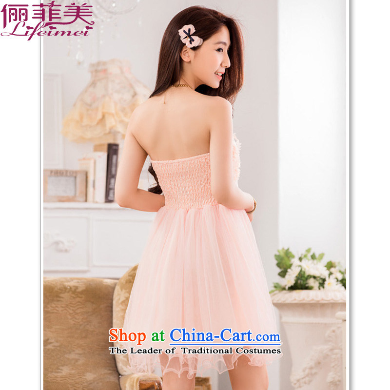 Li and the sweet stereo Chest Flower wiping the breast height waist sweet Bow Tie Princess skirt bridesmaid sister in large numbers of small pink dresses XXL 135-155 suitable for that achievement and shopping on the Internet has been pressed.
