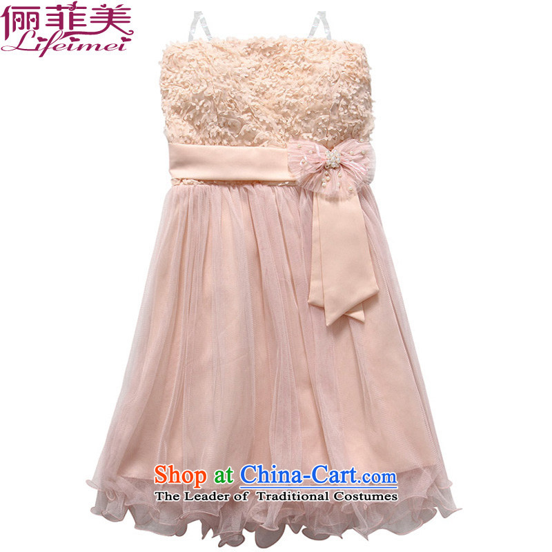 Li and the sweet stereo Chest Flower wiping the breast height waist sweet Bow Tie Princess skirt bridesmaid sister in large numbers of small pink dresses XXL 135-155 suitable for that achievement and shopping on the Internet has been pressed.