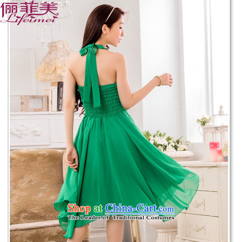 Li and the western style a big placard pressure folds video thin large chiffon evening dress code in the long skirt (with green belts) , 120-140 for XL 158 and shopping on the Internet has been pressed.
