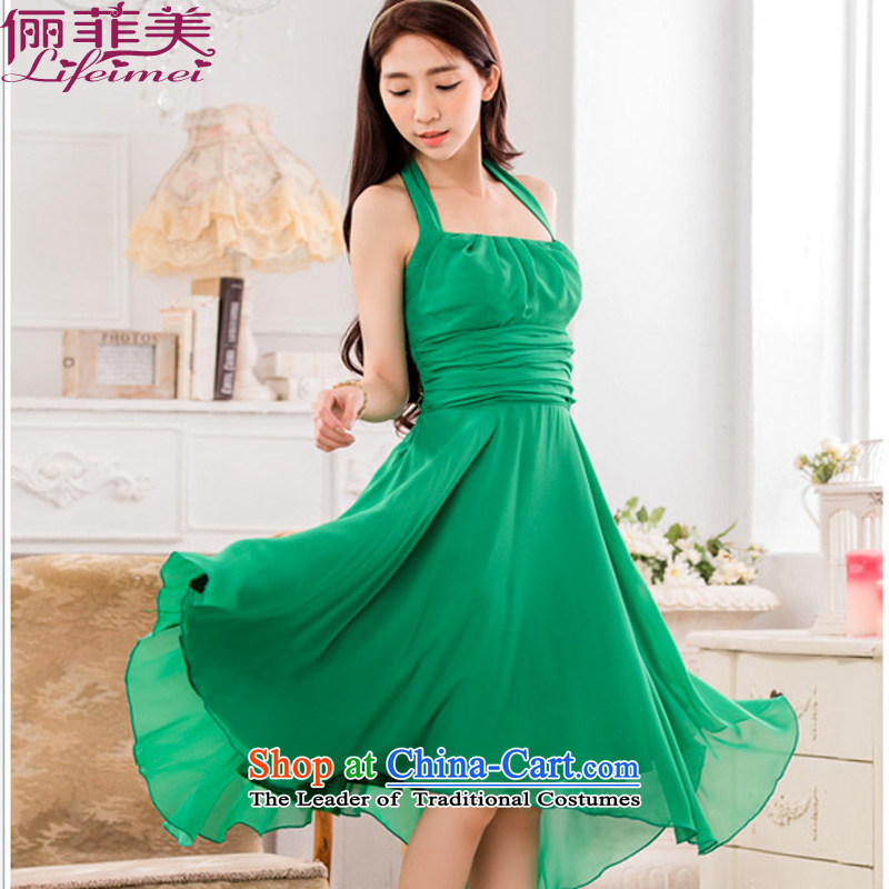 Li and the western style a big placard pressure folds video thin large chiffon evening dress code in the long skirt (with green belts) , 120-140 for XL 158 and shopping on the Internet has been pressed.