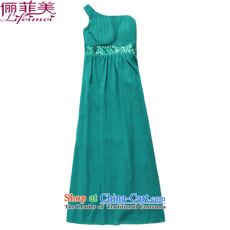 158 and Ultra Single shoulder higher waist Foutune of graphics and slender version chiffon evening dress code manually staple Mun-zhuhai goddess van dresses green will  F 85-115, 158 for and , , , shopping on the Internet
