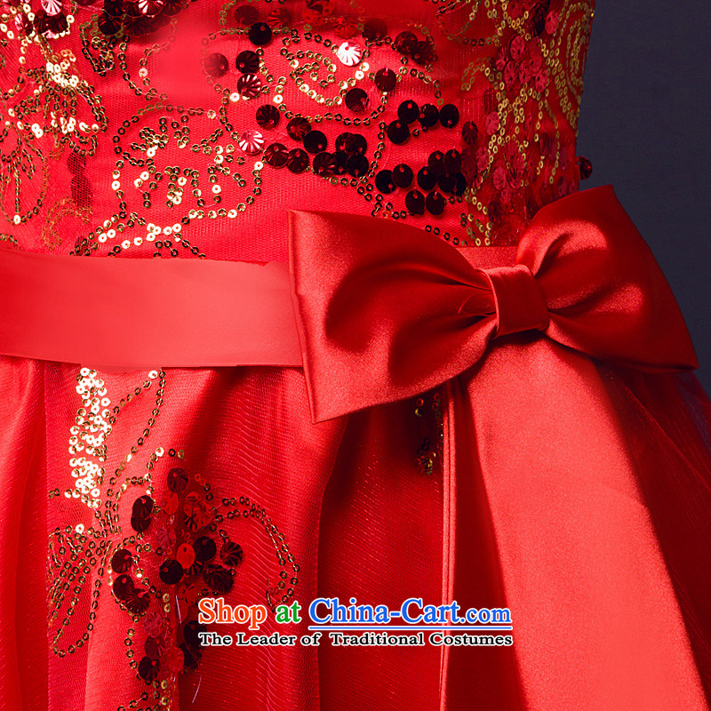 The bride services shortage of bows spring and summer, Red Dress evening before the shoulder of a field length after wiping the chest more cuff option to erase chest long XL, Ho full Chamber , , , shopping on the Internet