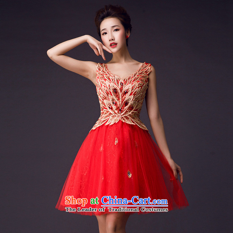Toasting Champagne Service of 2015 Summer bride wedding dress red shoulders V for small dress women short skirts web red XL, Ho full Chamber , , , shopping on the Internet