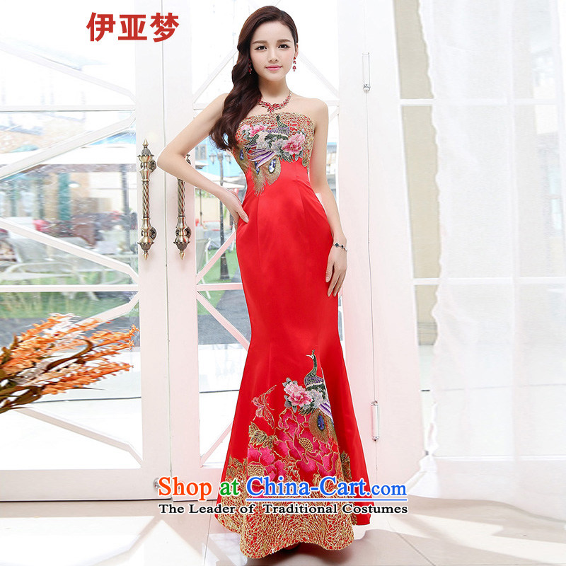The 2015 summer dream new women's Retro classic Embroidery Stamp out of Sau San chest long crowsfoot wedding dresses marriage with royal blue , the Dream , , , shopping on the Internet