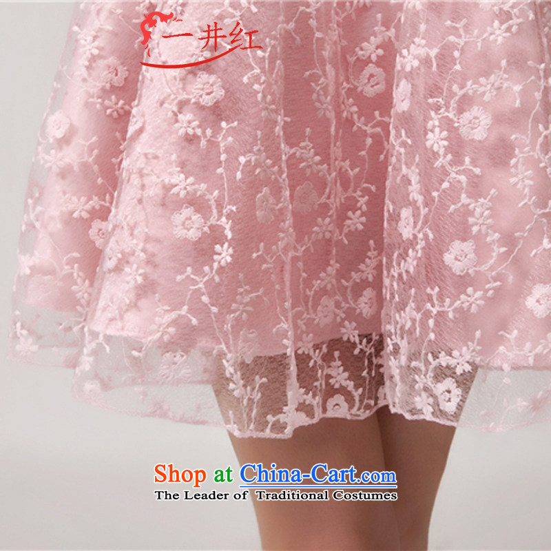 Kuzui red 2015 Summer Korean new small-wind lace Pearl Nail Beauty embroidery short-sleeved chiffon skirt dress dresses female white pink , L, a Mr TSENG red , , , shopping on the Internet