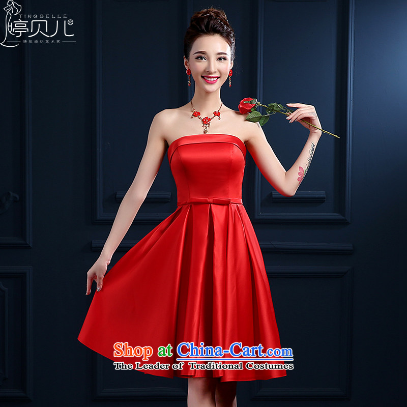 Beverly Ting bows Service Bridal winter new 2015 wedding dresses and short of red chest small dress evening dress banquet women married to Sau San RedS