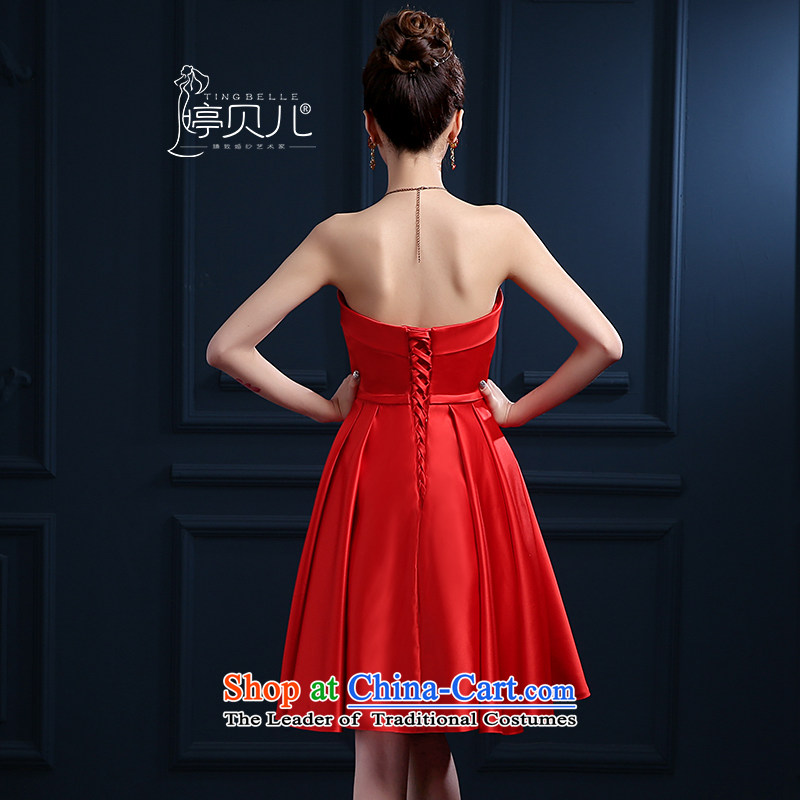 Beverly Ting bows Service Bridal winter new 2015 wedding dresses and short of red chest small dress evening dress banquet women married to Sau San Red S, Beverly (tingbeier ting) , , , shopping on the Internet