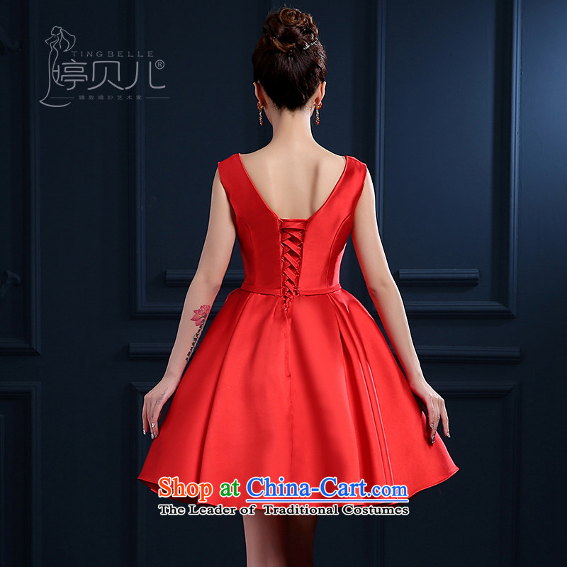 Beverly Ting 2015 new bride bows to the spring and summer Red slotted shoulder short of marriage betrothal small dress skirt dress female integrated banquet with Sau San Red XL, Beverly (tingbeier ting) , , , shopping on the Internet