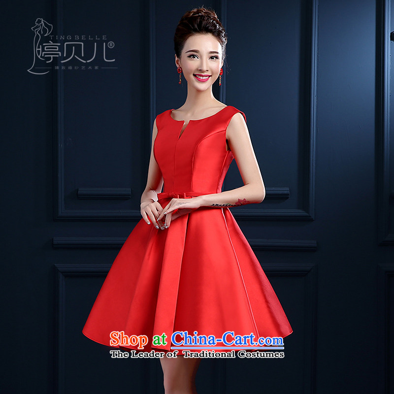 Beverly Ting 2015 new bride bows to the spring and summer Red slotted shoulder short of marriage betrothal small dress skirt dress female integrated banquet with Sau San Red XL, Beverly (tingbeier ting) , , , shopping on the Internet