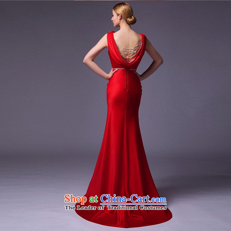 There is a red of 2015 New wedding dress shoulders crowsfoot aristocratic dress marriages bows service code, Red 8 Set , , , shopping on the Internet