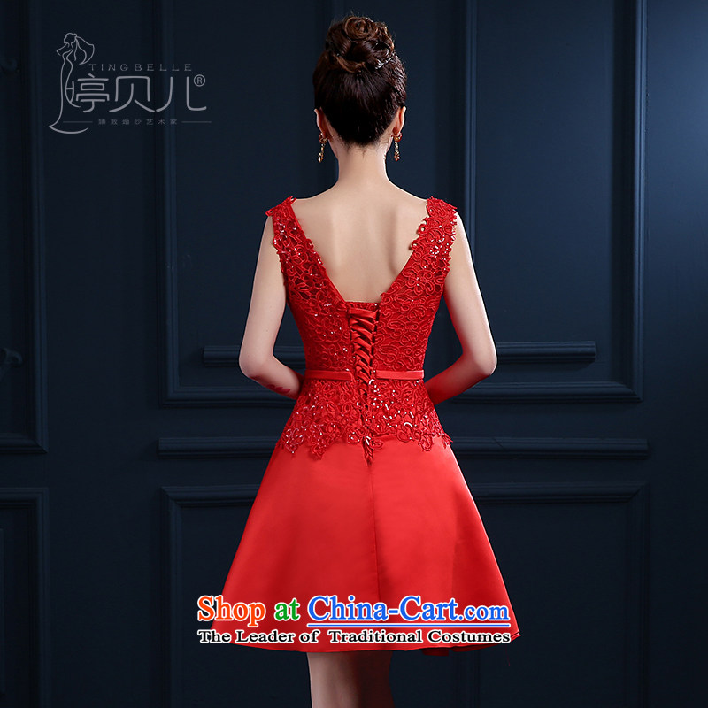 Beverly Ting bows Service Bridal Spring 2015 new wedding dresses skirt red shoulders short, lace married female summer evening dresses betrothal small dress banquet red XL, Beverly (tingbeier ting) , , , shopping on the Internet
