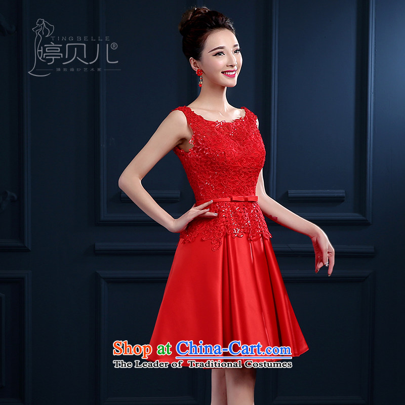 Beverly Ting bows Service Bridal Spring 2015 new wedding dresses skirt red shoulders short, lace married female summer evening dresses betrothal small dress banquet red XL, Beverly (tingbeier ting) , , , shopping on the Internet