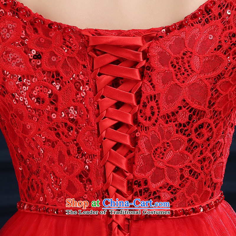 Beverly Ting 2015 New Service Bridal spring bows red short of a wedding dress field shoulder lace banquet evening dresses large summer Girls High waist straps dress skirt red S, Beverly (tingbeier ting) , , , shopping on the Internet