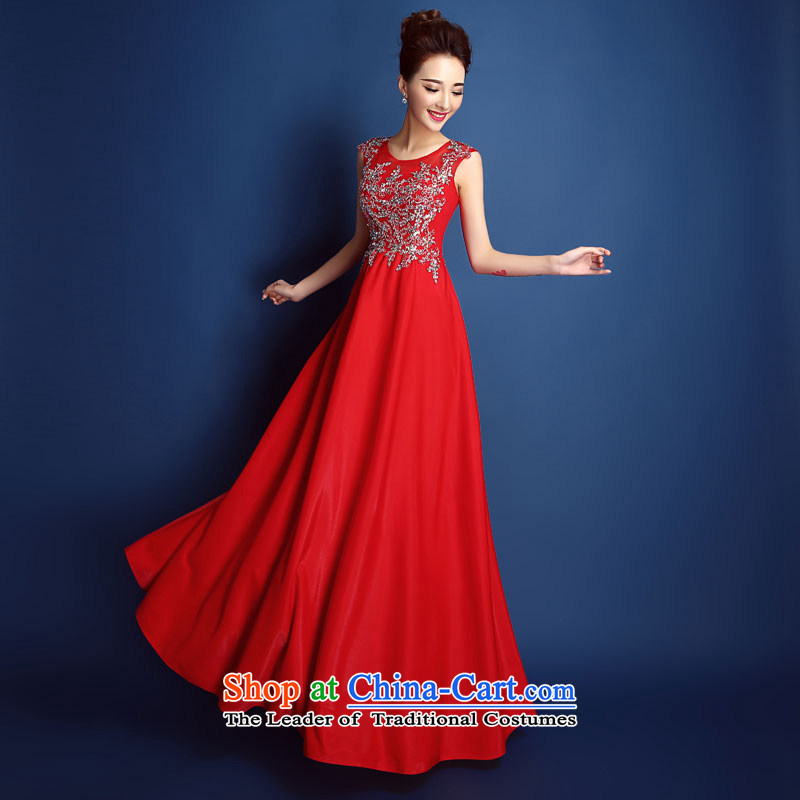 New upscale 2015 red lace diamond slotted shoulder dress long bride services Korean Beauty bows spring and summer, red , L, Gil beautiful shopping on the Internet has been pressed.