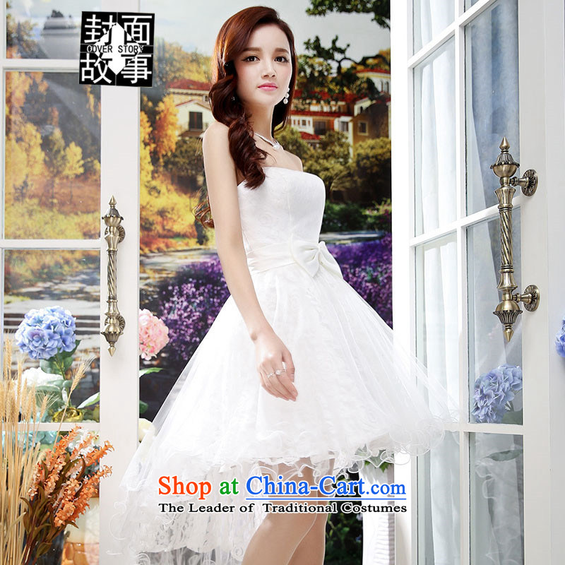 Cover story for summer 2015 new long skirt bows to dress suits simple cluster bridesmaid red carpet dress with star wedding whiteS