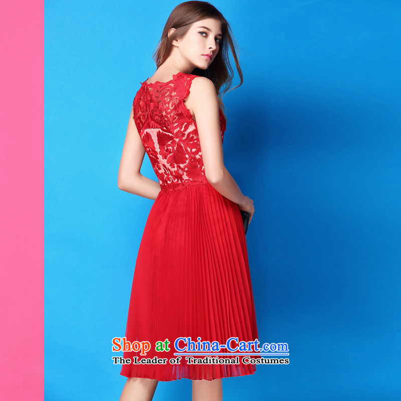 The OSCE Poetry Film 2015 new engraving embroidery nail-ju High waist like Susy Nagle dresses married a small red dress uniform Female dress red bows XL, Europe (oushiying poem) , , , shopping on the Internet