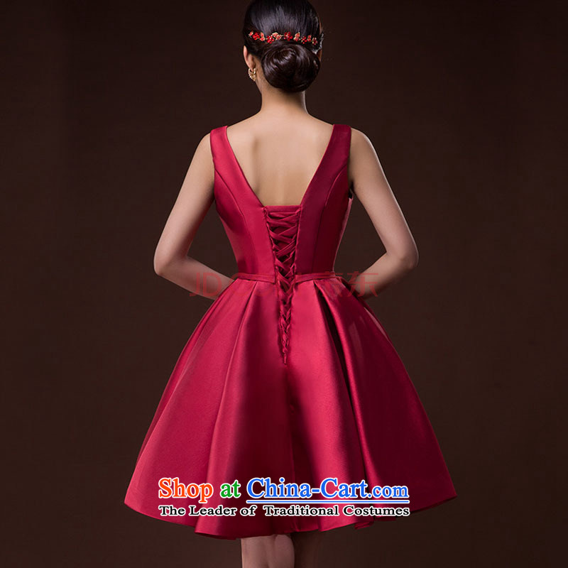 2015 new bride wedding bows to a Female dress damask strap sleeveless red dress spring up to sound with deep-red, L, Ni (dayinni) , , , shopping on the Internet