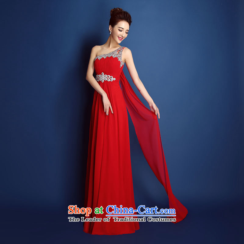 Toasting champagne bride services crowsfoot shoulder diamond wedding dress skirt improved long summer 2015 new wedding dress Ms. Sau San Gil beautiful , , , M Red shopping on the Internet