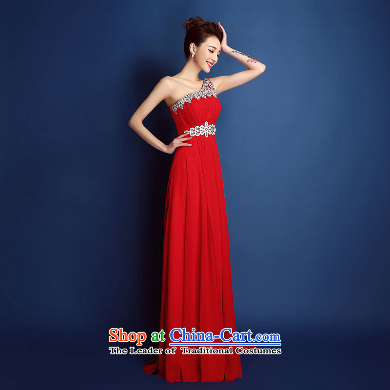 Toasting champagne bride services crowsfoot shoulder diamond wedding dress skirt improved long summer 2015 new wedding dress Ms. Sau San Gil beautiful , , , M Red shopping on the Internet