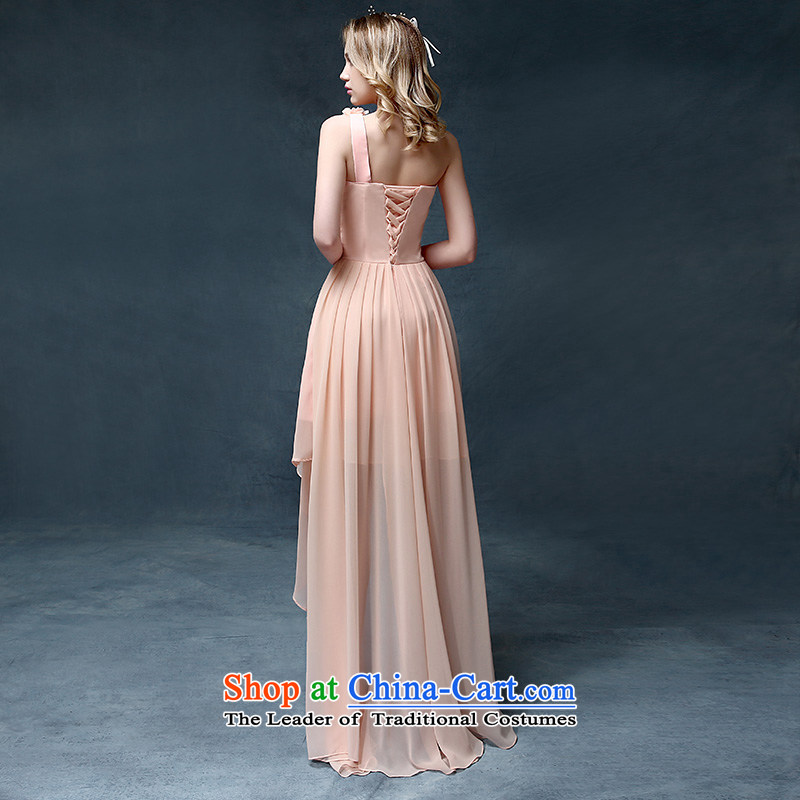 According to Lin Sha 2015 new pink bridesmaid Dress Short long after the former annual Stylish spring bows services under the auspices of Sau San evening dresses pink M according to Lin Sha , , , shopping on the Internet