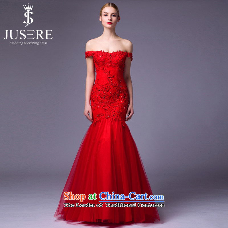 There is a flower wedding dresses Yao 2015 new word to align the shoulder marriages crowsfoot bows services red 10 Code