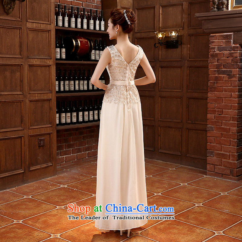 The shoulders, V-Neck long evening dresses bridesmaid Annual Meeting 2015 new evening dresses bride services Pink S, baby drink Bride (BABY BPIDEB) , , , shopping on the Internet