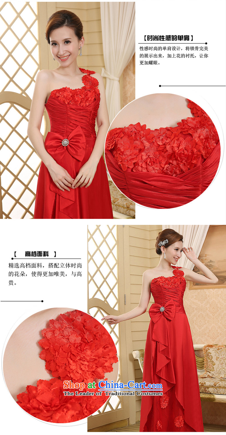 2015 wedding dresses new bride wedding dress uniform evening drink red single shoulder length) Red S picture, prices, brand platters! The elections are supplied in the national character of distribution, so action, buy now enjoy more preferential! As soon as possible.