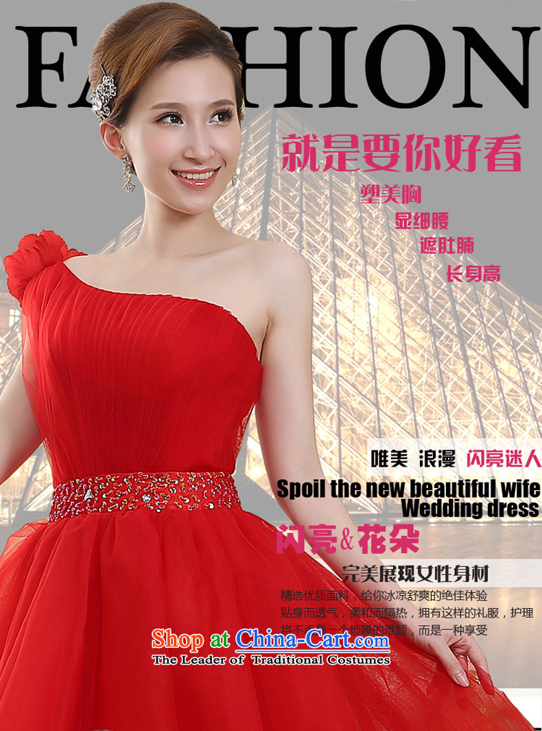 Evening dress the new Korean 2015 Red single shoulder, Banquet in spring and summer short bows services marriages stylish bridesmaid female RED M picture, prices, brand platters! The elections are supplied in the national character of distribution, so action, buy now enjoy more preferential! As soon as possible.