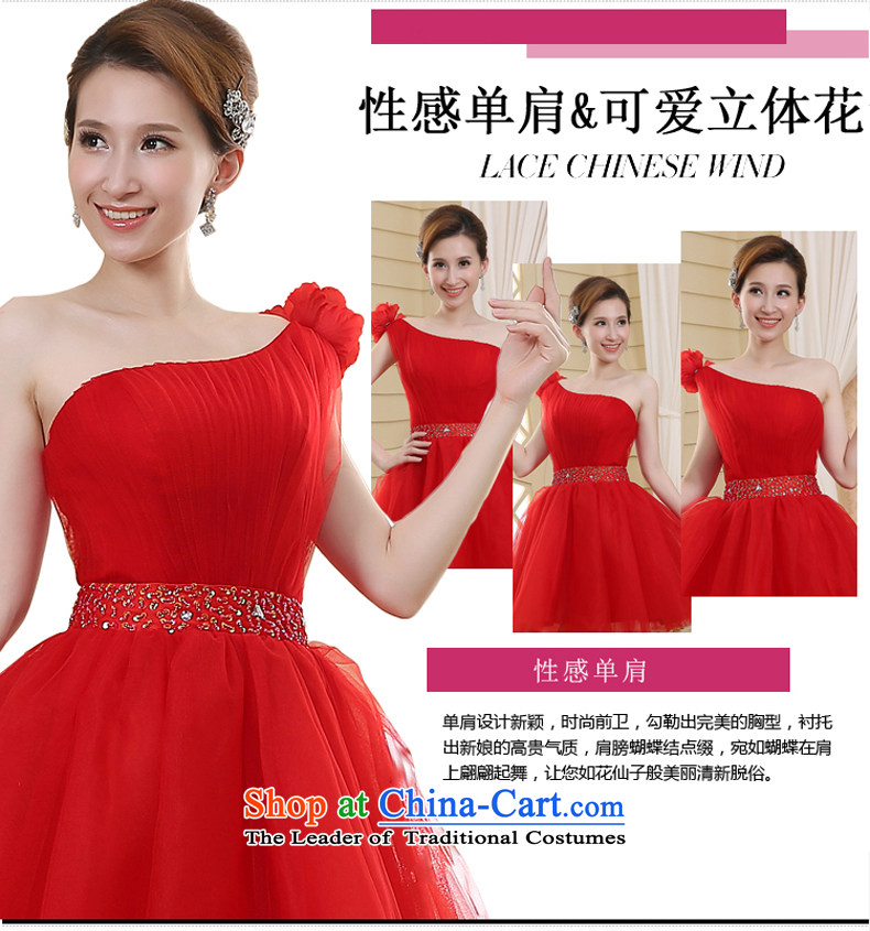 Evening dress the new Korean 2015 Red single shoulder, Banquet in spring and summer short bows services marriages stylish bridesmaid female RED M picture, prices, brand platters! The elections are supplied in the national character of distribution, so action, buy now enjoy more preferential! As soon as possible.
