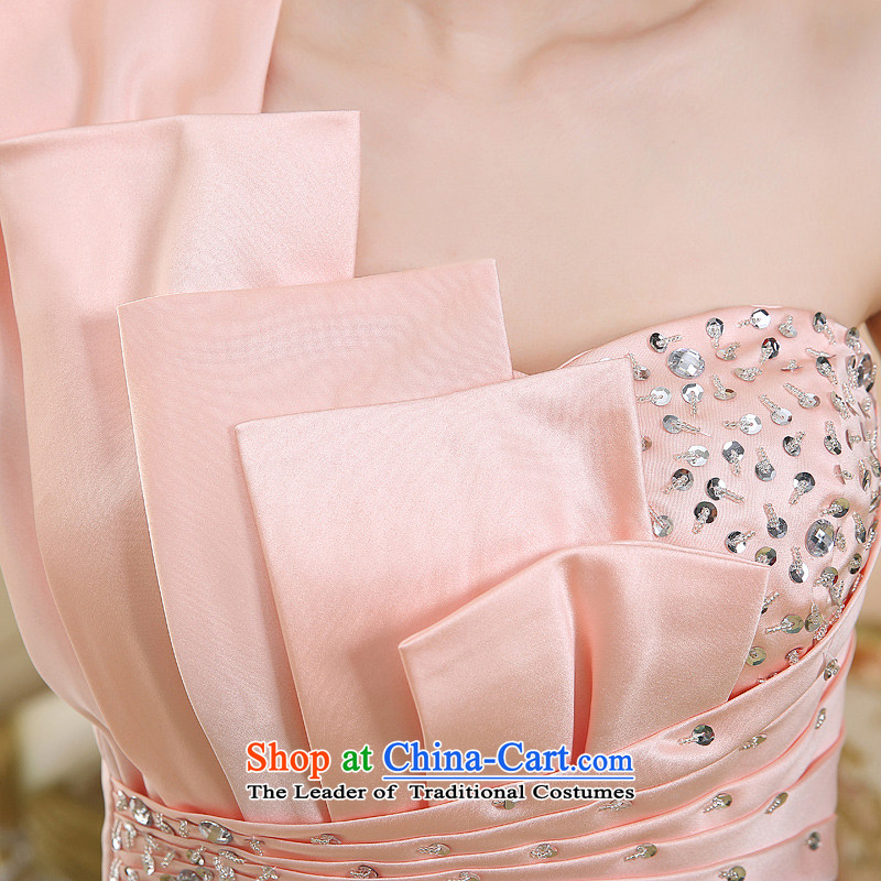2015 new short) package and evening dress shoulder Korean Princess evening Sau San skirts and sexy aristocratic bows pink dresses , M, baby small Bride (BABY BPIDEB) , , , shopping on the Internet