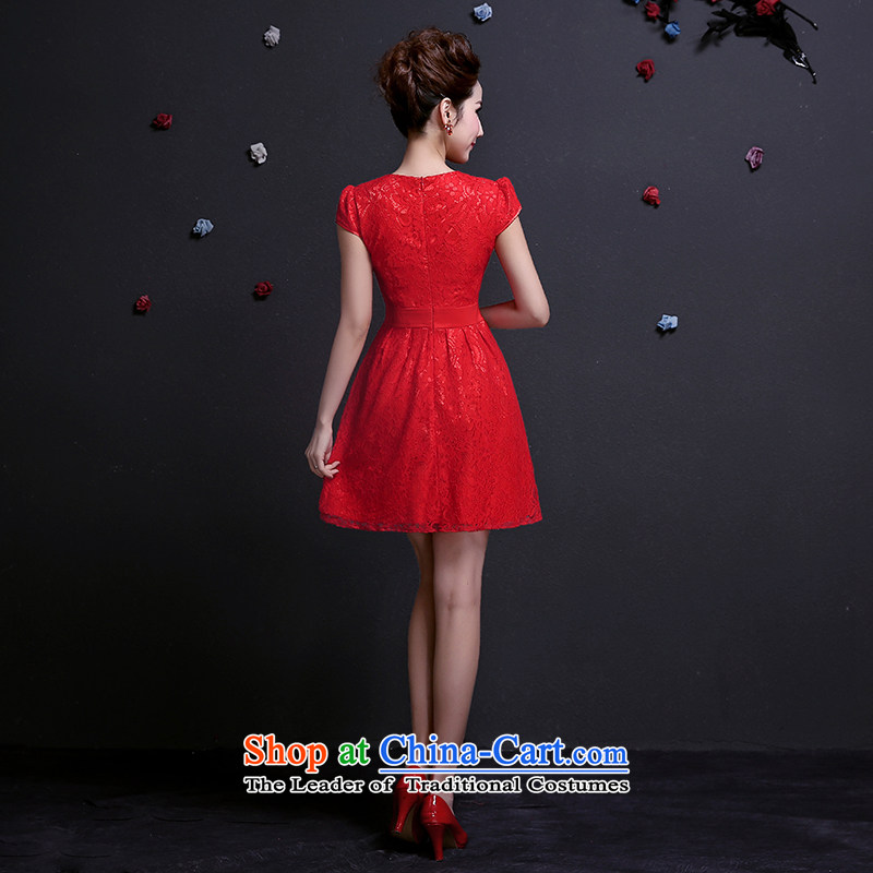 The dumping of the wedding dress bride bows services 2015 Spring stylish red lace short of marriage small dress bridesmaid evening dress skirt summer red XL, dumping of wedding dress shopping on the Internet has been pressed.