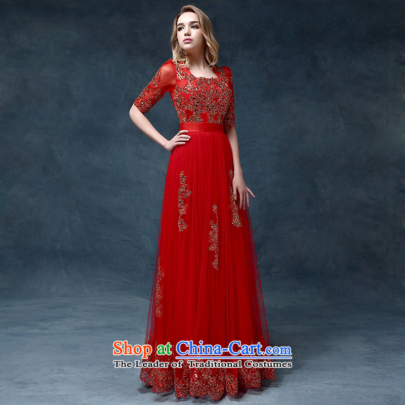 According to Lin Sha marriage bows service bridal dresses 2015 new spring and summer red dress party style evening dress code red are female