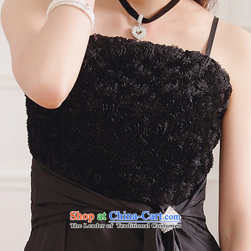Li and the large number of ladies Chest Flower roses straps long version of a large even turning skirt Top Loin of evening dress atmospheric annual celebration black color code dress  F 90-120, 158 for and , , , shopping on the Internet
