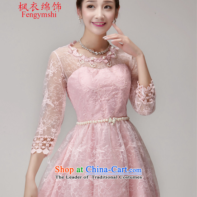Maple Yi Min International 2015 new summer nail Pearl Princess skirt dresses Sau San champagne color and chest bridesmaid small dress apricot , L, Maple Yi Min Ornaments , , , shopping on the Internet