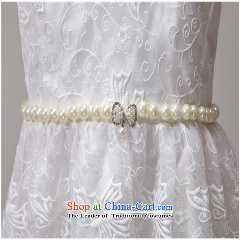 Maple Yi Min International 2015 new summer nail Pearl Princess skirt dresses Sau San champagne color and chest bridesmaid small dress apricot , L, Maple Yi Min Ornaments , , , shopping on the Internet