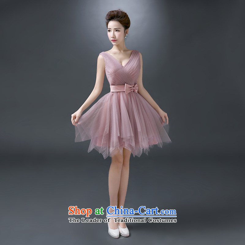 The first white into about bridesmaid Service Bridal bows services shoulder summer evening dress short banquet, 2015 New bridesmaid dress small dress skirt the usual zongzi color M white first into about shopping on the Internet has been pressed.