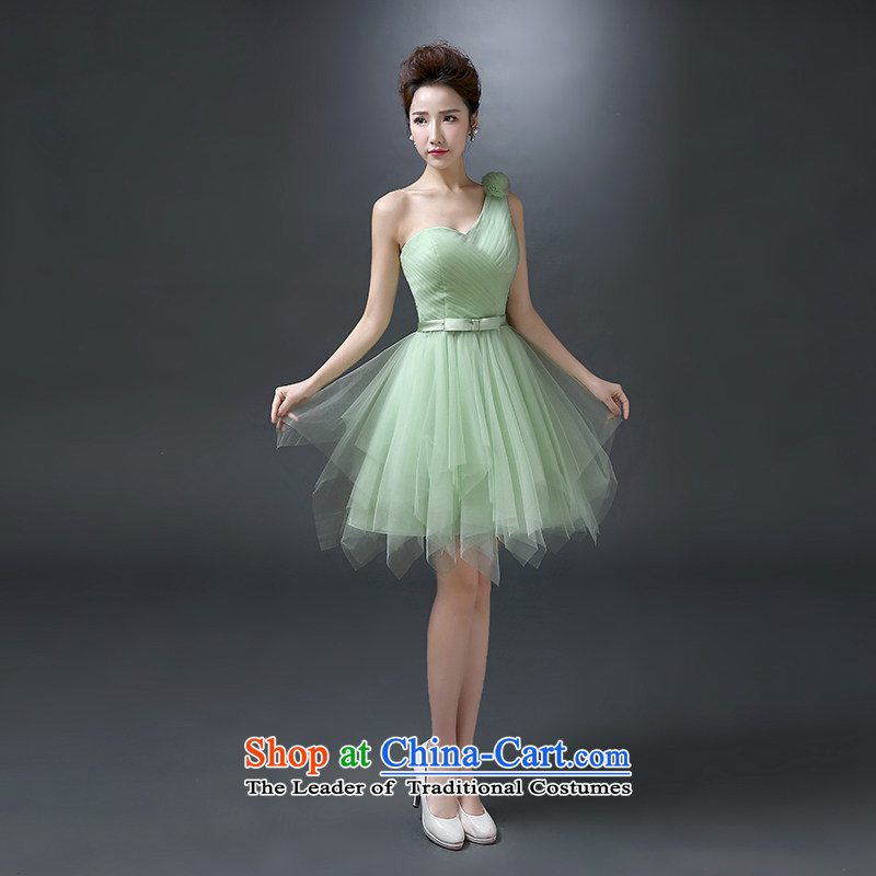 The first white into about 2015 new bridesmaid service single shoulder stylish evening dress short of banquet married women serving drink Mr bon bon skirt pink M white first into about shopping on the Internet has been pressed.